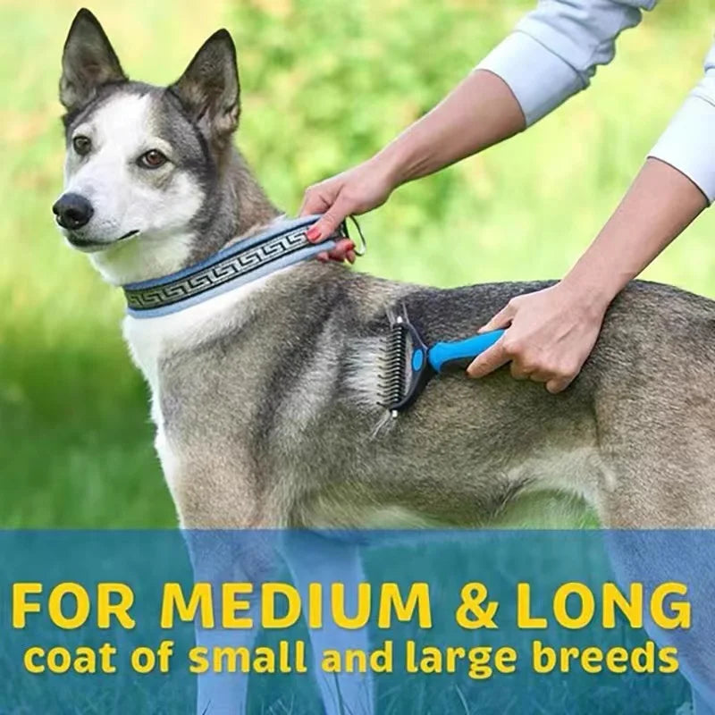 Professional Pet Shedding Brush – Hair Remover & Knot Cutter for Dogs & Cats