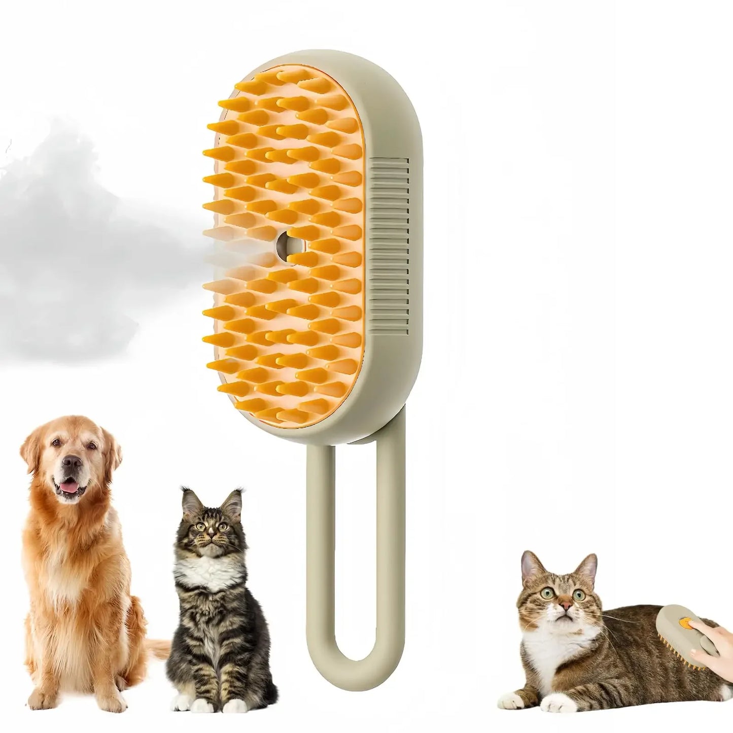 3-in-1 Pet Spray Massage Brush – Steam, Hair Removal & Rotating Comb for Cats & Dogs