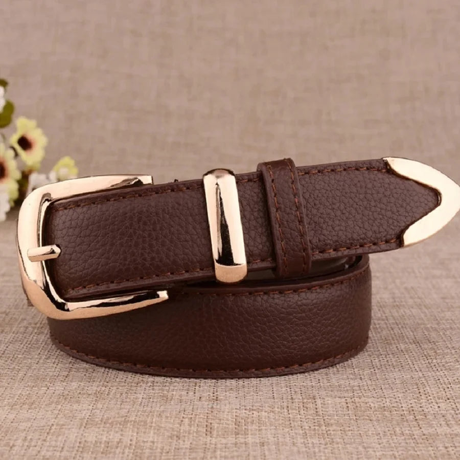 Vintage White Leather Trouser Belt – Classic Pin Buckle for Women