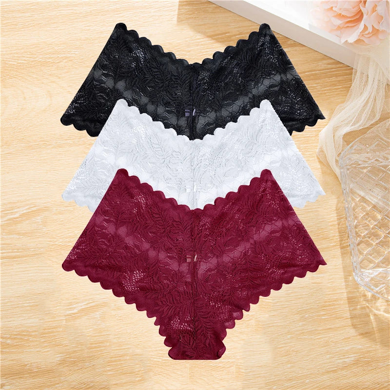LaceBliss – 3PCS Women's Floral Lace Boyshort Panties Set