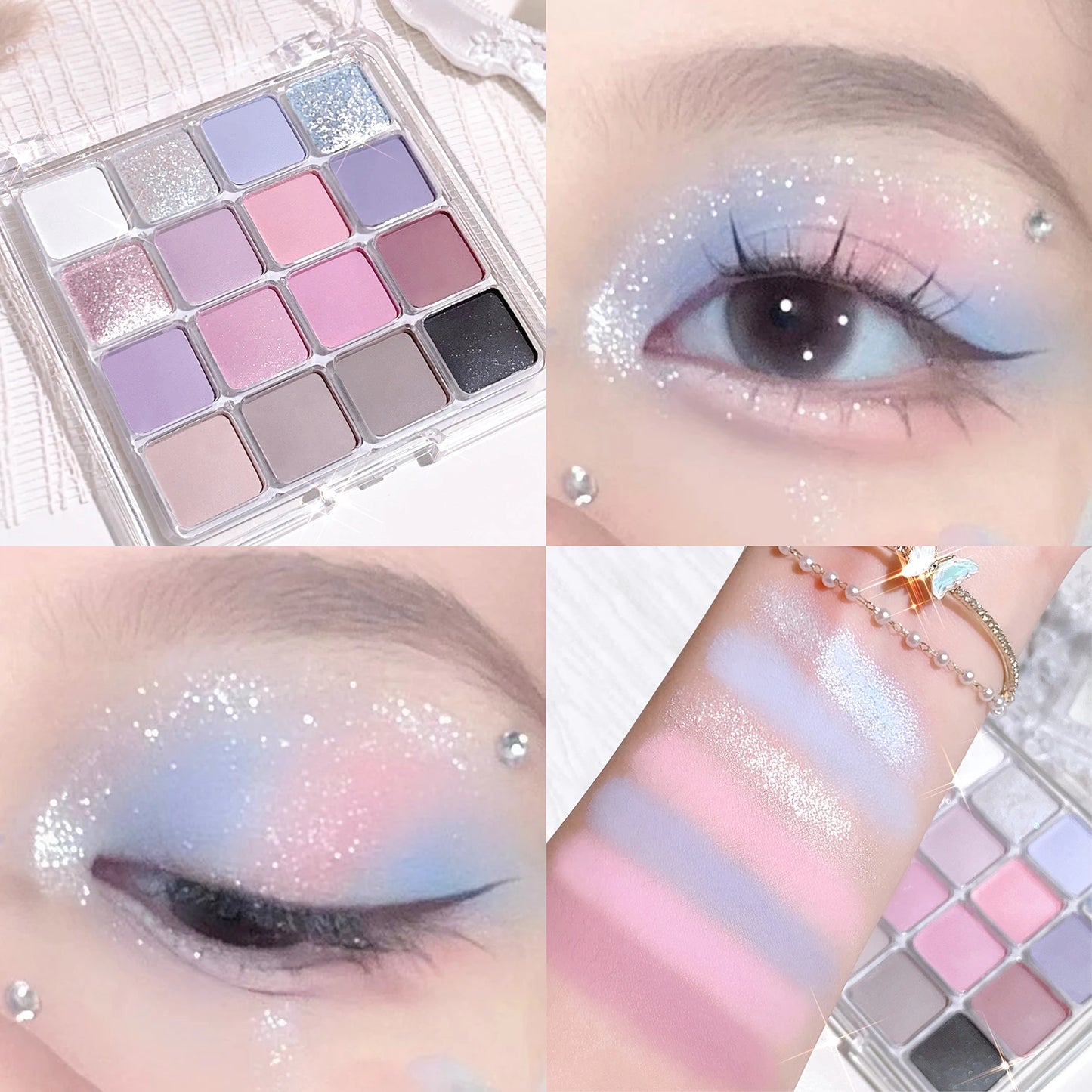 Sunset Glow 16-Color Eyeshadow Palette – Matte & Pearl Korean-Inspired Shades