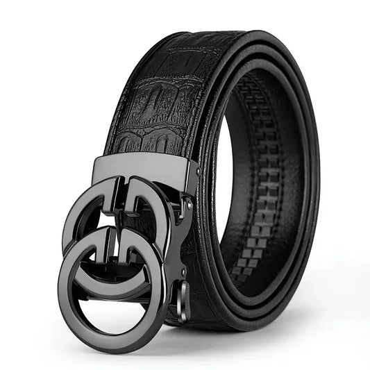 EliteBuckle – Men's Genuine Leather Belt with Luxury Automatic Alloy Buckle
