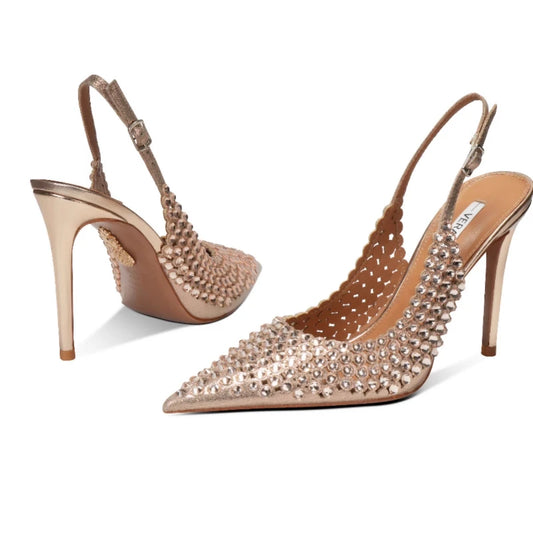 BridalGleam 2025 – Diamond Strap Pointed Toe Heels