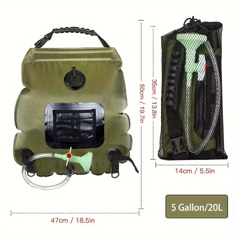 5-Gallon Solar Camping Shower Bag – Portable Outdoor Heated Bath Bag