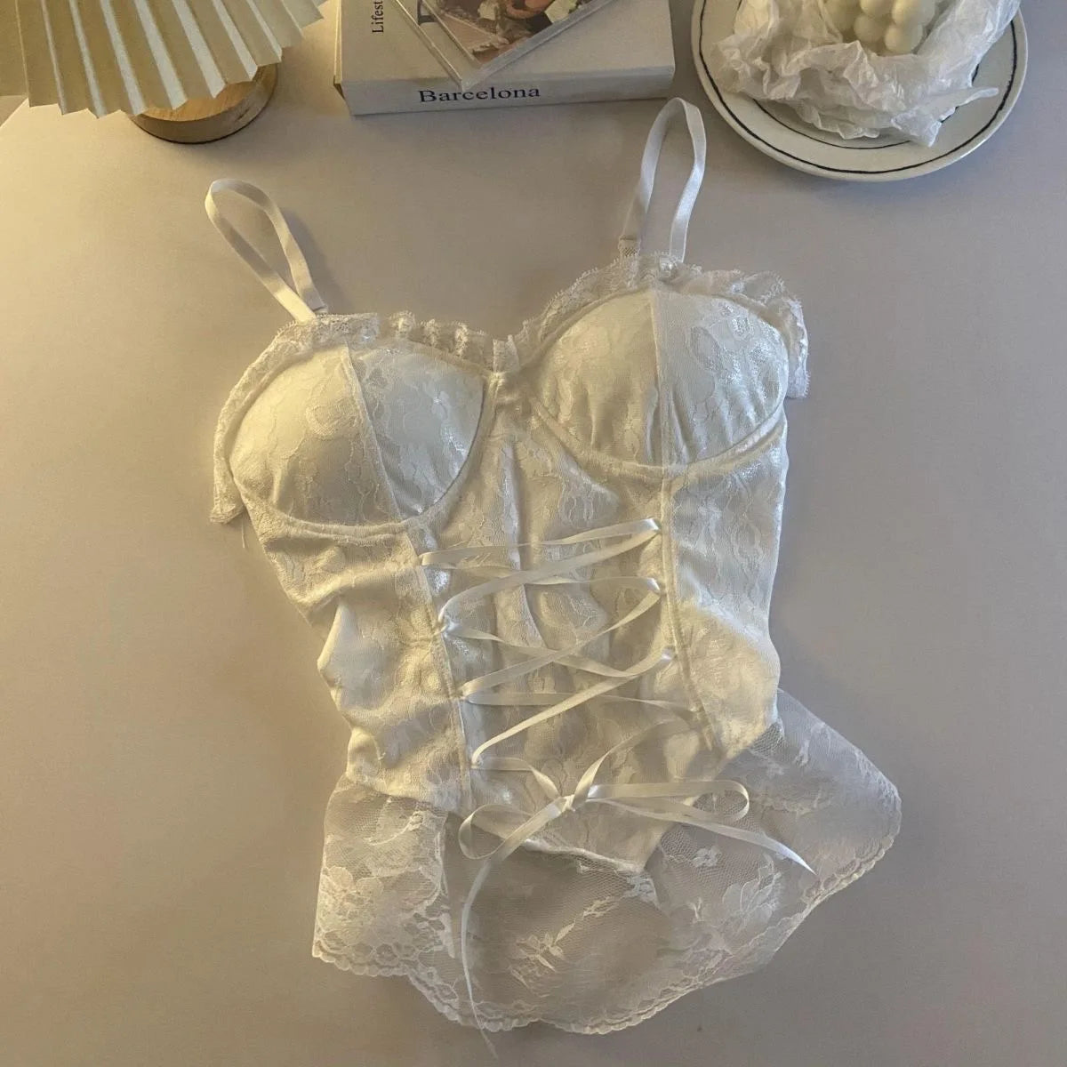 Sexy Lace Corset Crop Top – Women’s Sleeveless Camisole