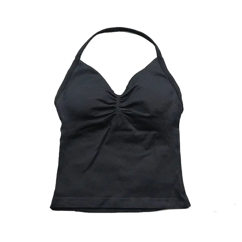 Impact Strappy Longline Yoga Top – Seamless, Backless, Built-In Bra