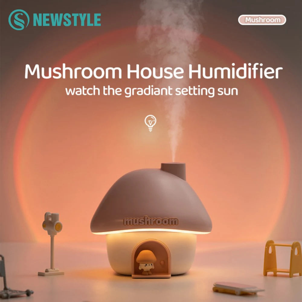 Mushroom Cartoon Aroma Diffuser – 300ml USB Humidifier with Colorful Lights & Cute Design
