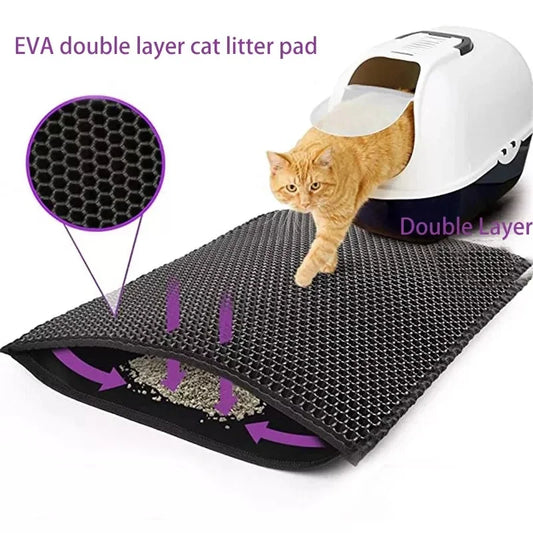 Double-Layer Waterproof Cat Litter Mat – Non-Slip, Washable Pad with Bonus Gift