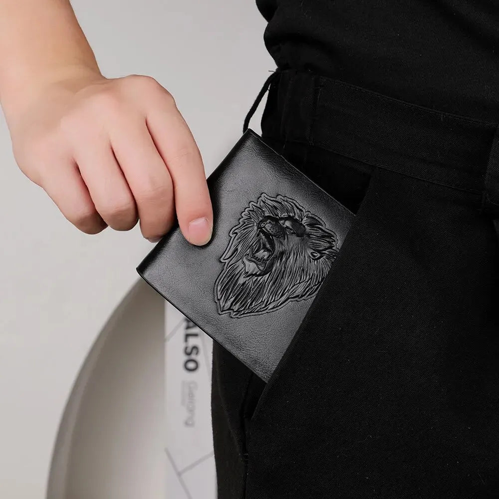 TriFold Titan – 3D Embossed Men's Wallet with Zipper & Card Holder