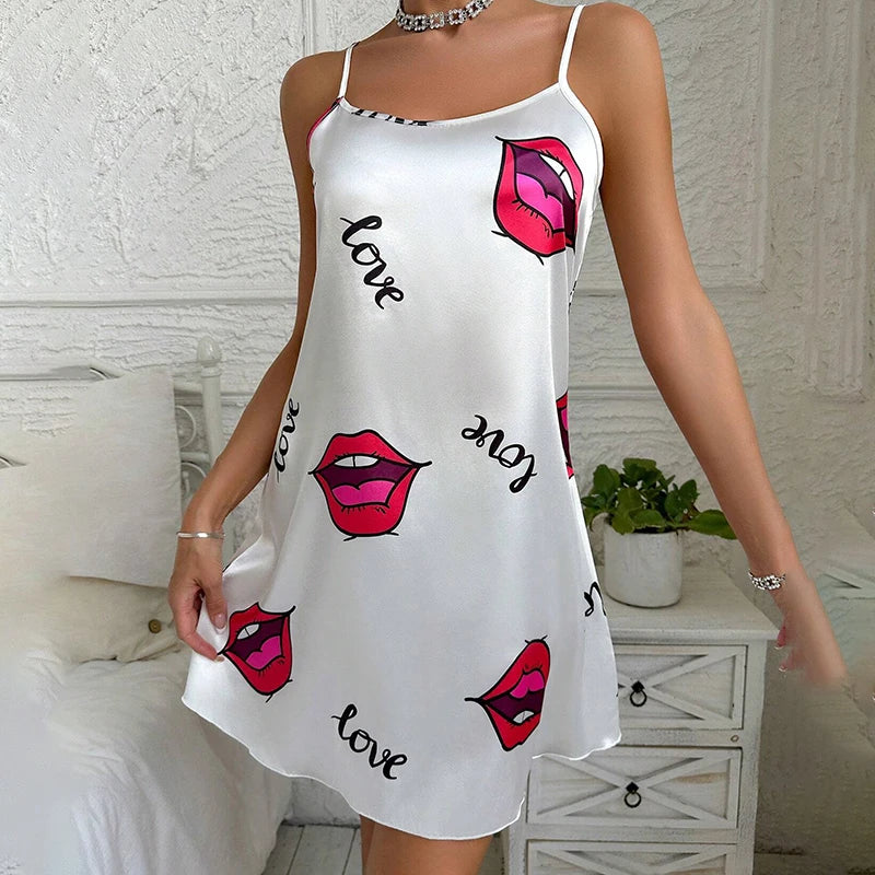 RoseGleam – Satin Floral Nightdress