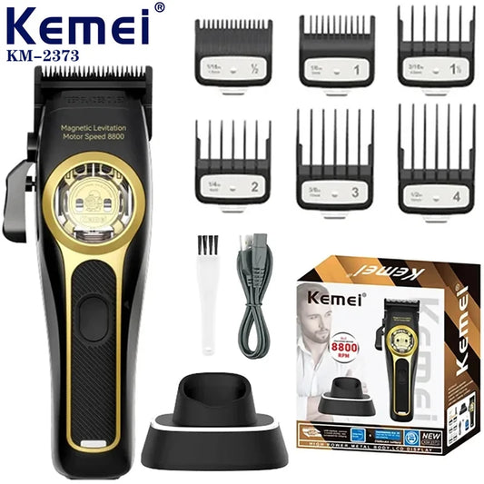 Kemei KM-2373 Magnetic Motor Hair Clipper – Professional Men’s Trimmer with Charging Base