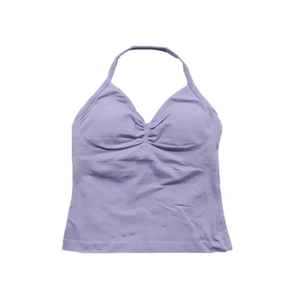 Impact Strappy Longline Yoga Top – Seamless, Backless, Built-In Bra