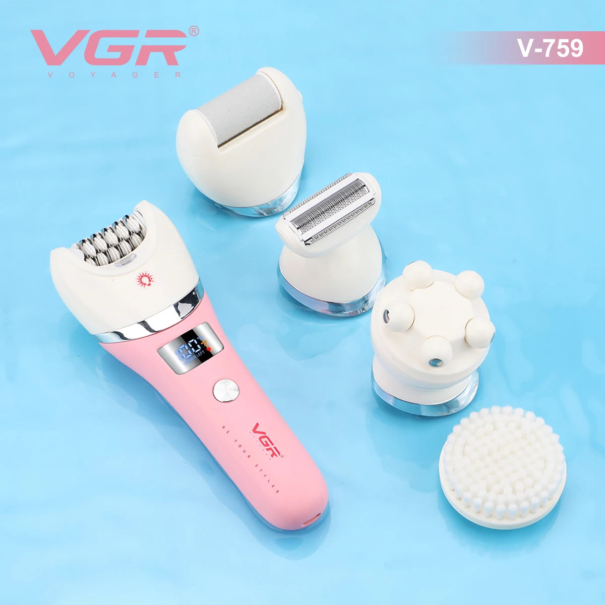 VGR V-759 5-in-1 Waterproof Electric Hair Trimmer & Epilator for Women