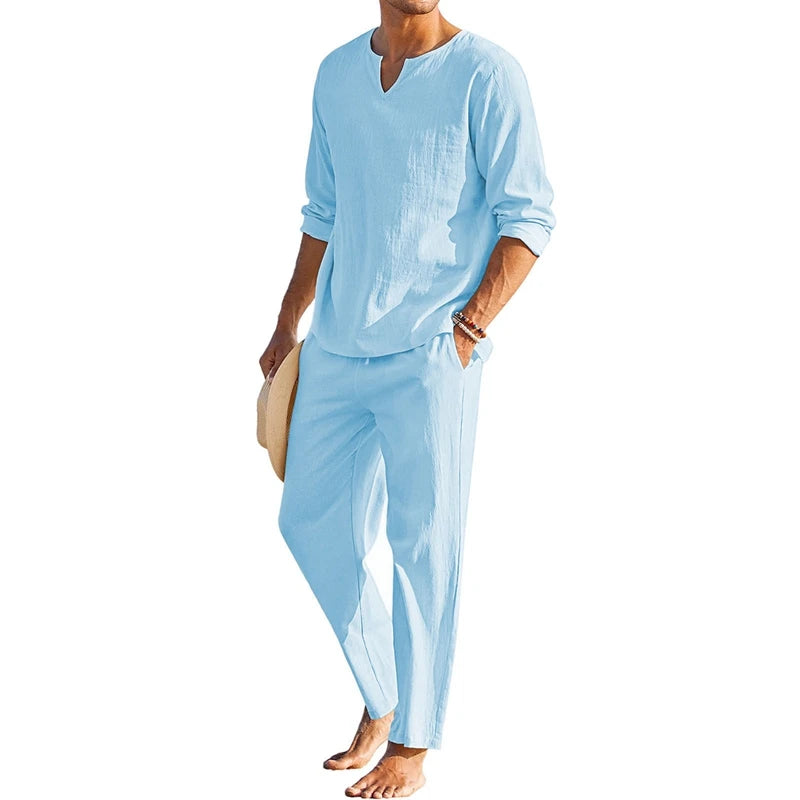 LinoSet – Men's 2-Piece Cotton Linen Loungewear