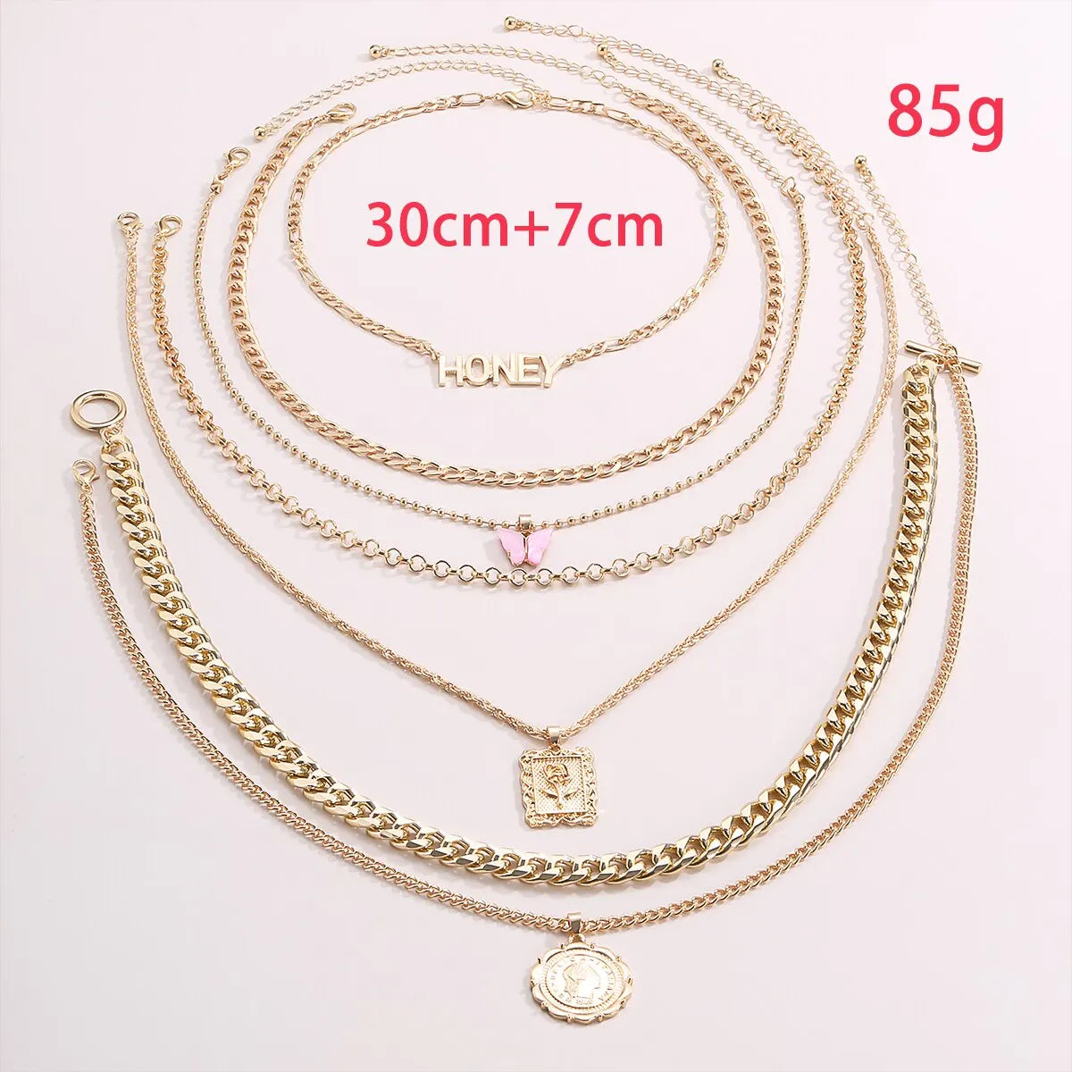 GrungeGlam – 7PCS Vintage Punk Charm Necklace Set for Women