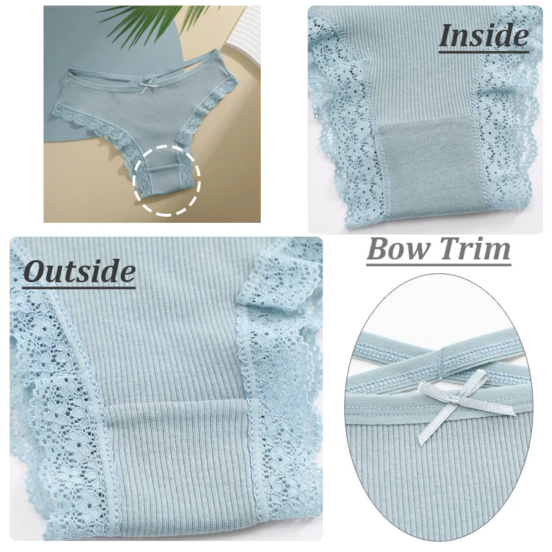 LaceBliss – 3PCS Women's Cotton Brazilian Panties Set