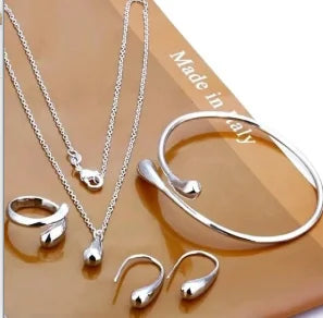 3-Piece Double Heart Jewelry Set – Rhinestone Necklace & Earrings for Women