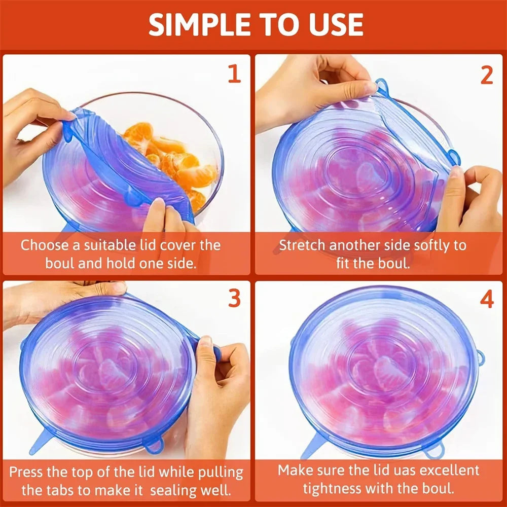 Silicone Lids – Reusable Airtight Stretch Covers (6pcs)