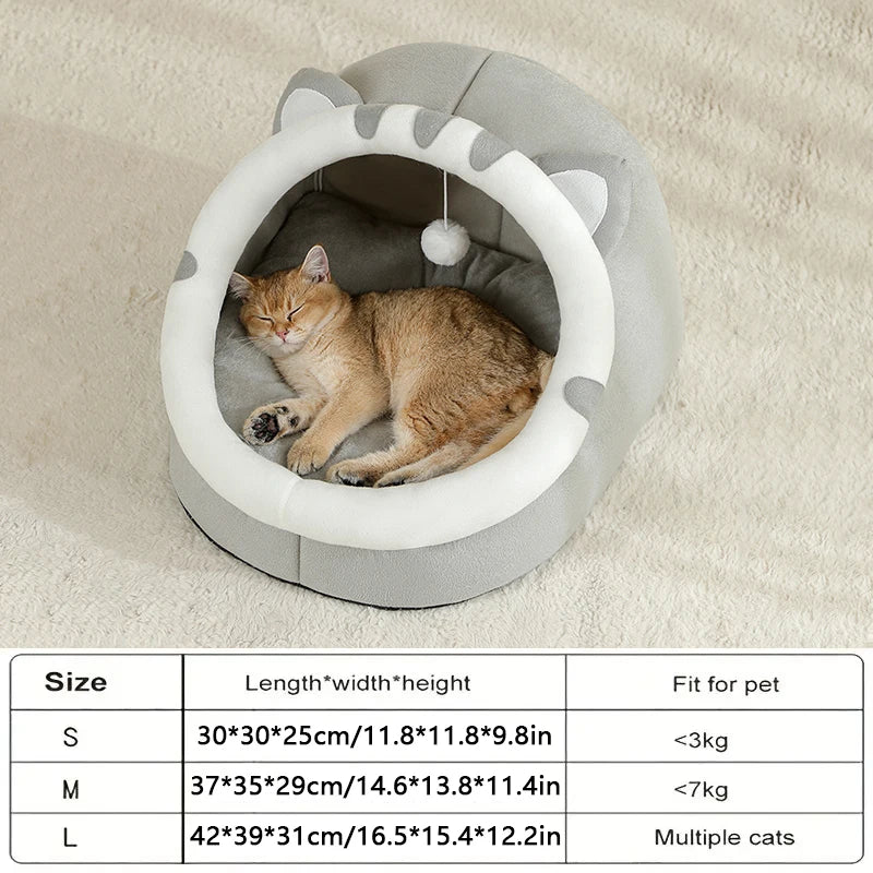Super Warm Cat Cave Bed – Enclosed Kitten & Small Dog Tent with Soft Cushion
