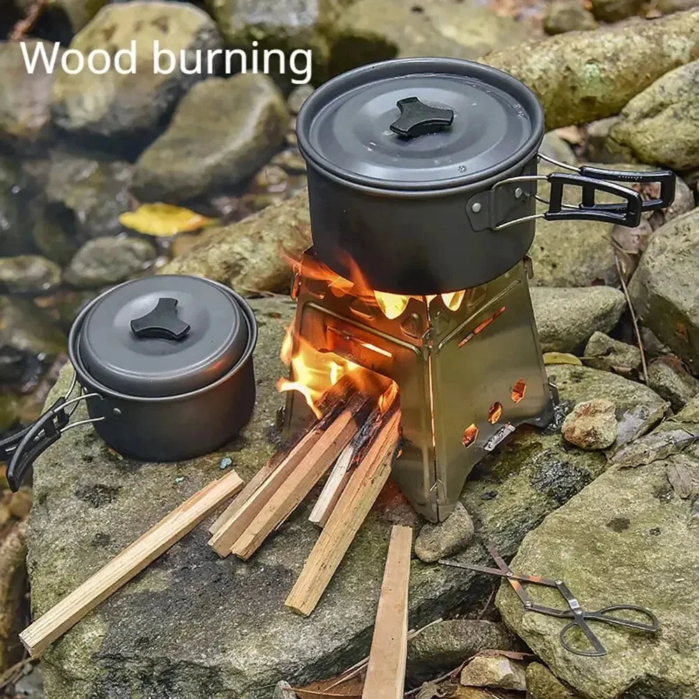Portable Stainless Steel Camping Wood Stove – Folding Firewood Burner for Outdoor Cooking