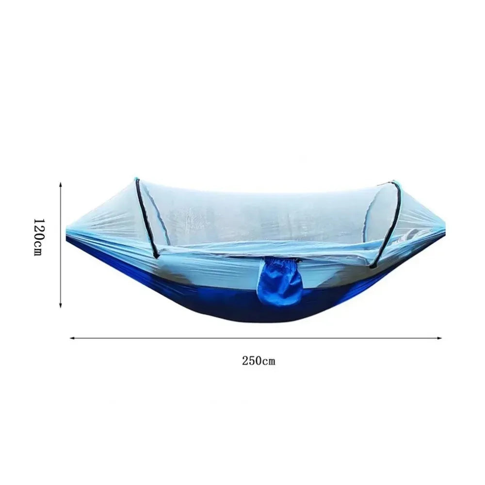 Outdoor Camping Hammock with Mosquito Net – Lightweight Parachute Fabric, 250×120cm