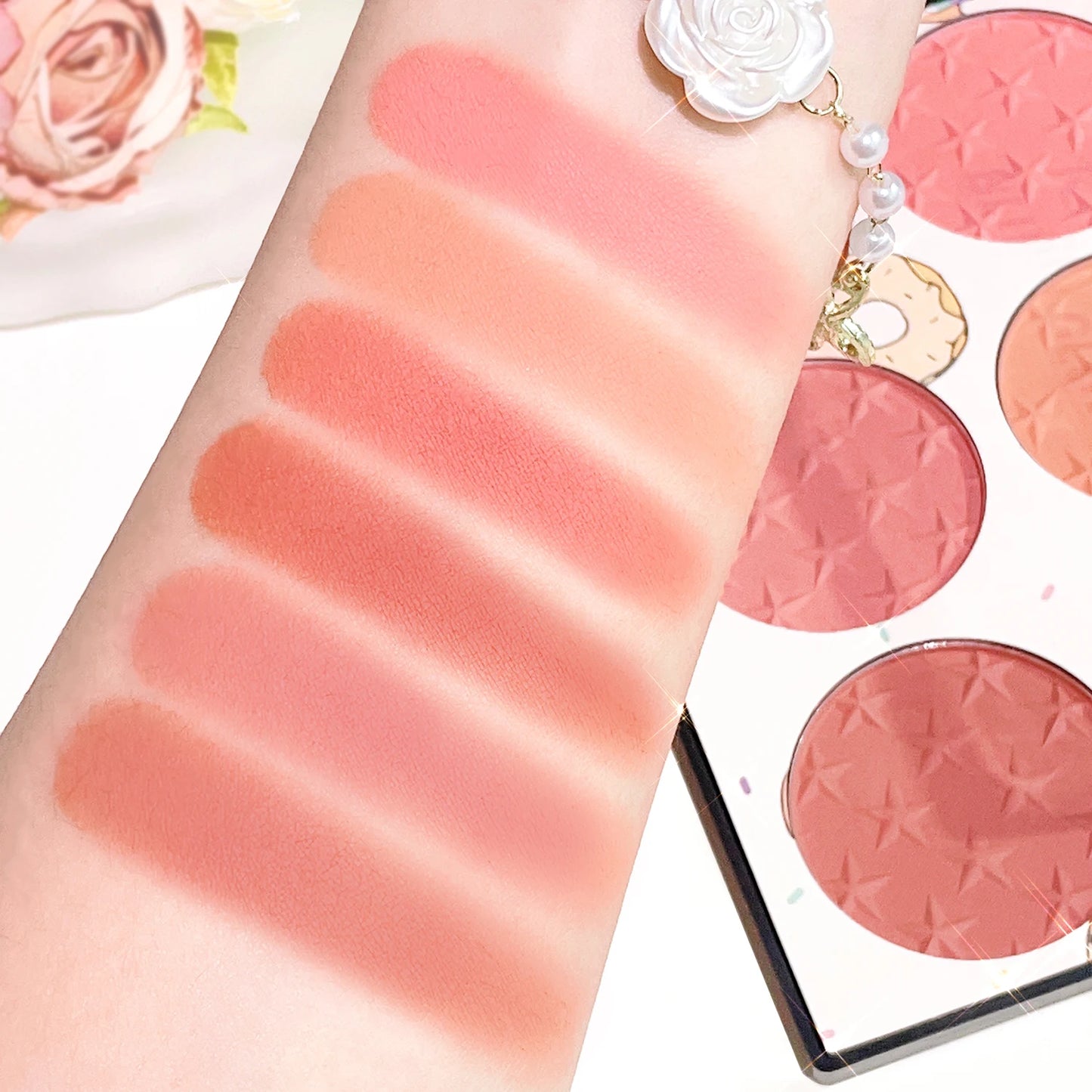 BlushBloom – 6-Color Waterproof Matte & Pearl Blush Palette