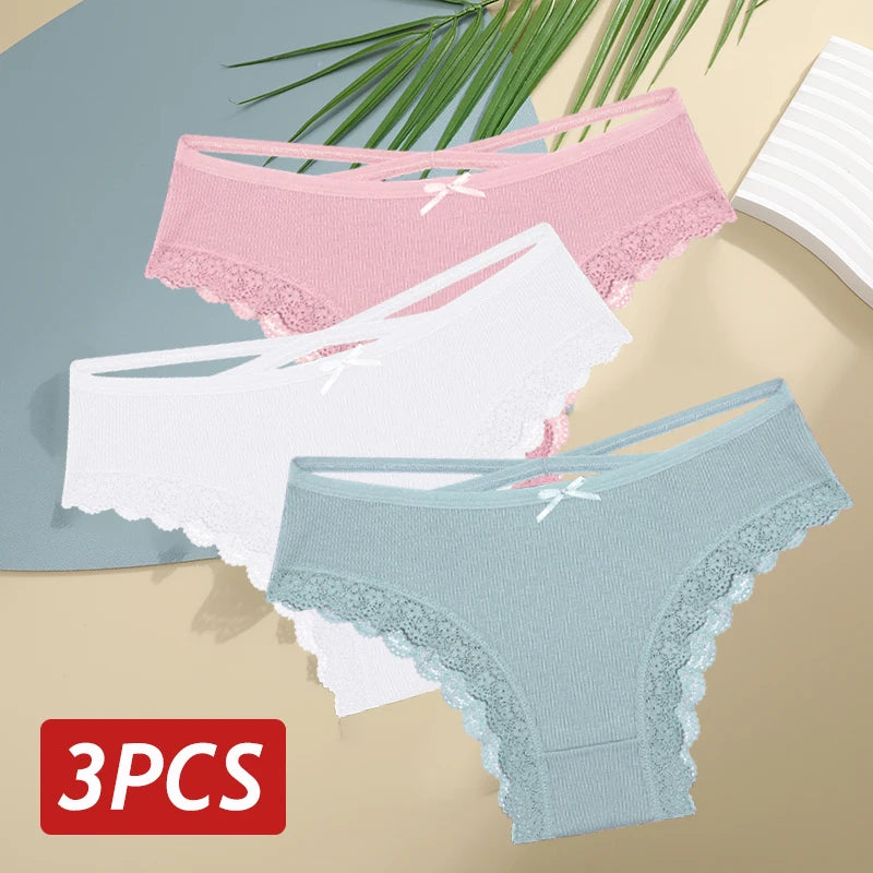LaceBliss – 3PCS Women's Cotton Brazilian Panties Set