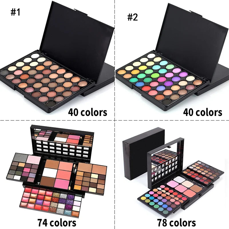 GlamFusion Pro – 40/74/78 Color Eyeshadow Palette with Matte & Glitter Shades