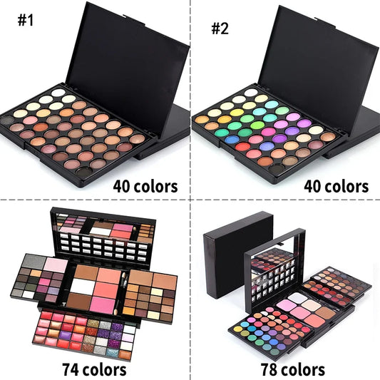 GlamFusion Pro – 40/74/78 Color Eyeshadow Palette with Matte & Glitter Shades