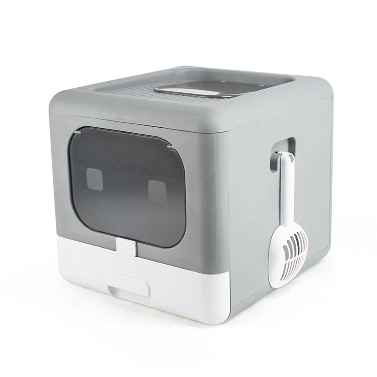 Enclosed Foldable Cat Litter Box – Large, Spill-Proof Plastic Cat Toilet