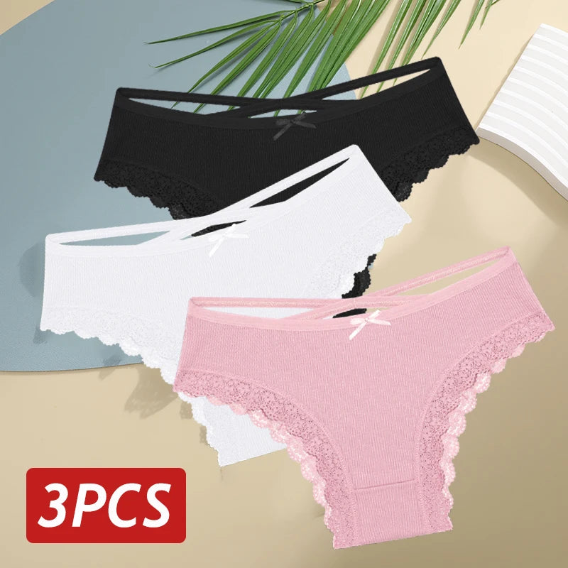 LaceBliss – 3PCS Women's Cotton Brazilian Panties Set