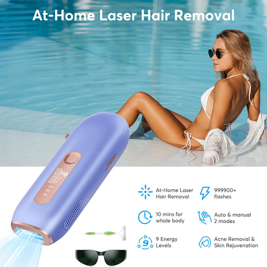IPL Laser Hair Removal Device – 999,999+ Flashes for Safe, Long-Lasting Hair Reduction