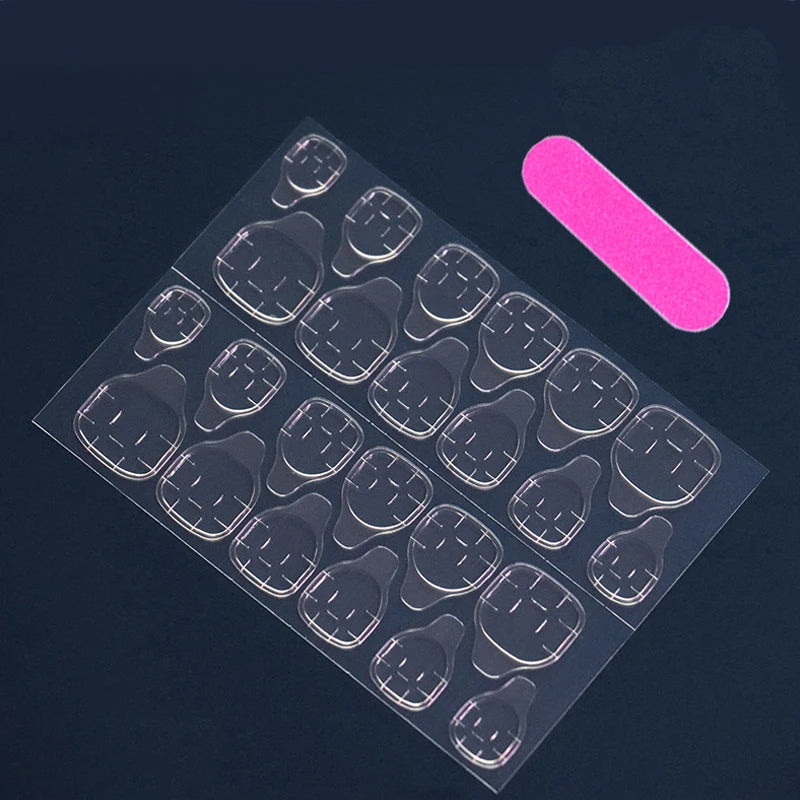 24-Piece Coffin-Shaped Press-On Nails Set – With File & Jelly Glue