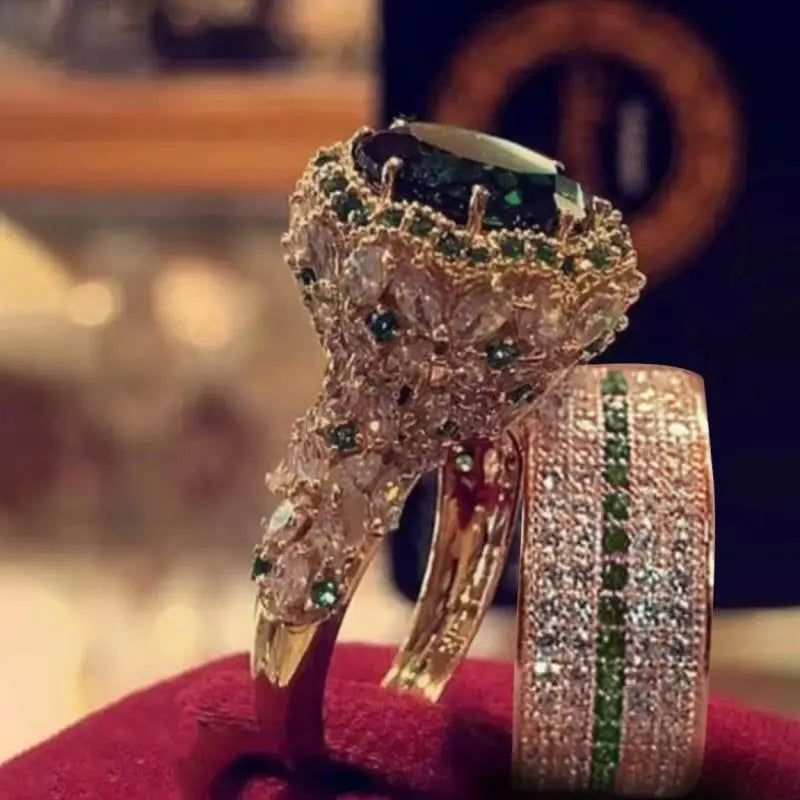 Luxury Princess Cubic Zirconia Bridal Ring Set – Elegant Wedding Jewelry for Women