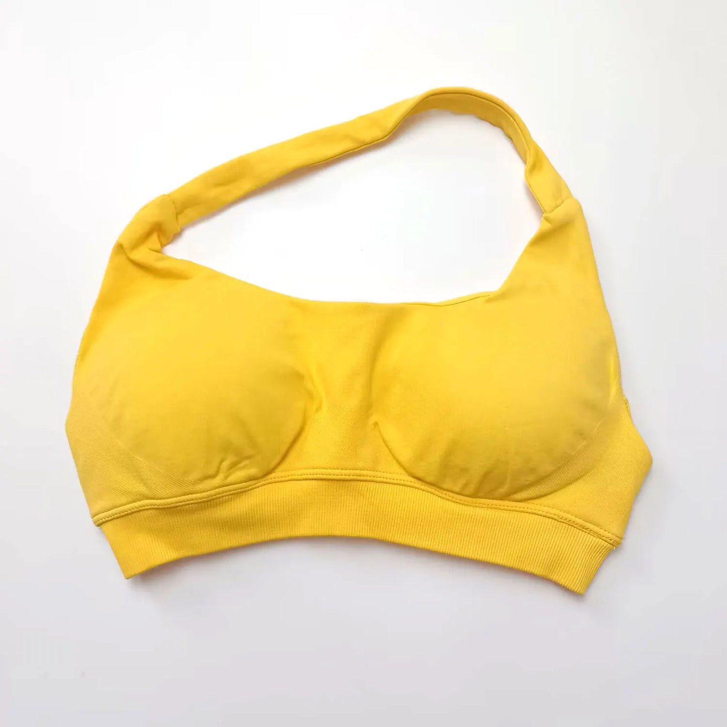 NCLAGEN Impact High-Support Seamless Sports Bra – Push-Up Halter Top with Open Back
