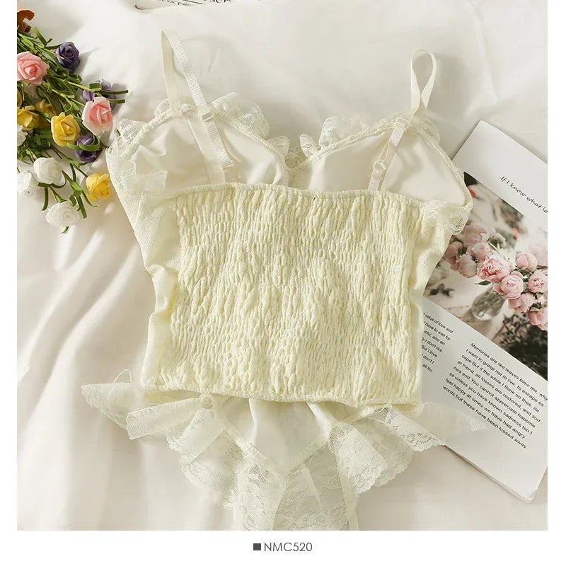 Sexy Lace Corset Crop Top – Women’s Sleeveless Camisole