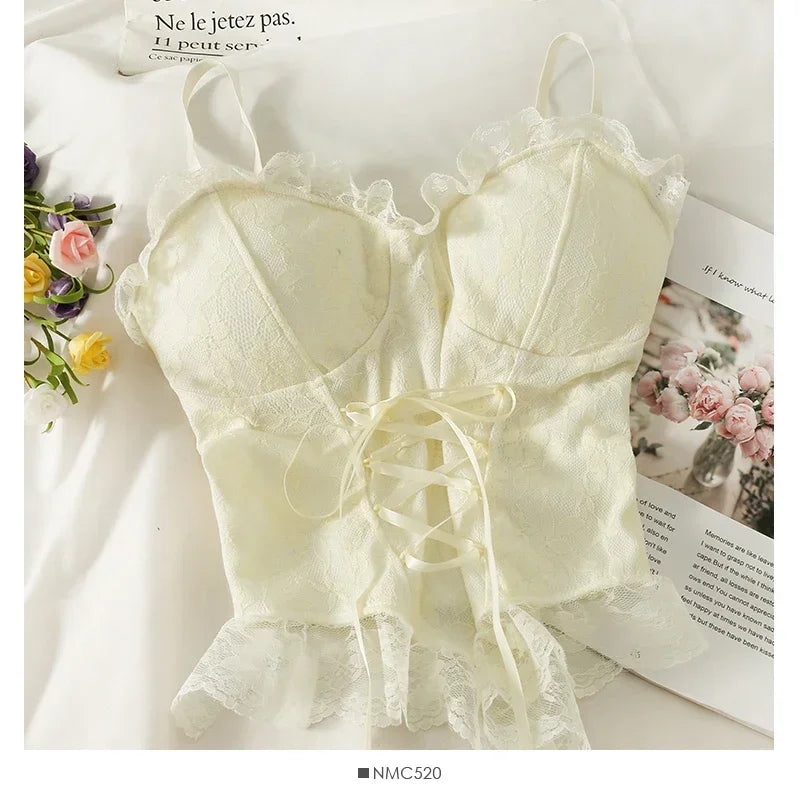 Sexy Lace Corset Crop Top – Women’s Sleeveless Camisole