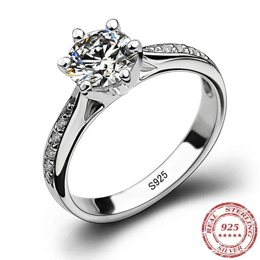 LuxeClaw – 925 Sterling Silver Six-Claw Diamond Ring