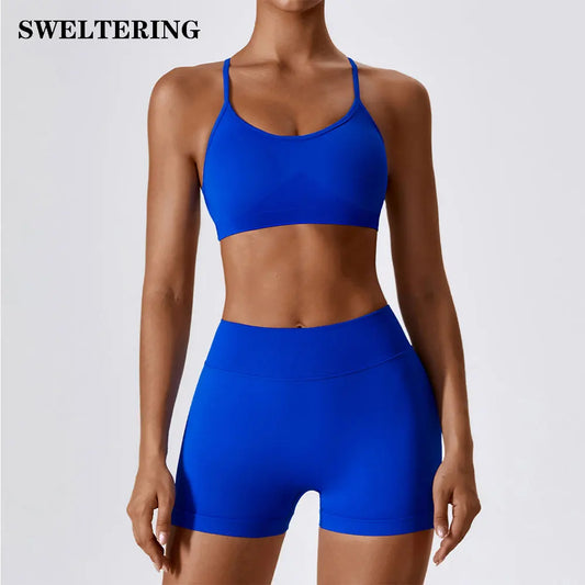 2-Piece Seamless Yoga Set – Crop Top & Shorts Gym Outfit for Women